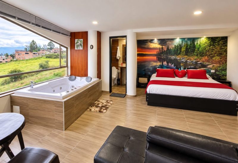 Suite Superior con jacuzzi, cama king y vista al campo de Guachucal