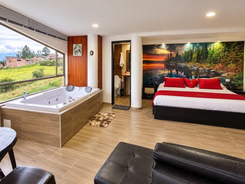 Suite Superior con jacuzzi, cama king y vista al campo de Guachucal